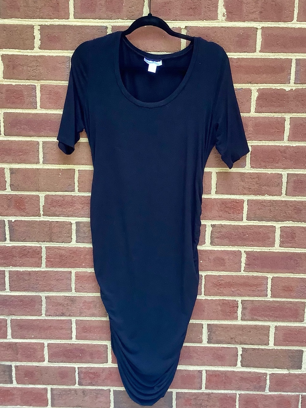 Motherhood Maternity Black Bodycon Dress Scoop Neck Short Sleeve L